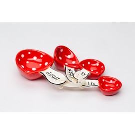 Fine Ceramic Woodland Red Fairy Mushroom Measuring Spoons Set of 4, 3-1/4" L