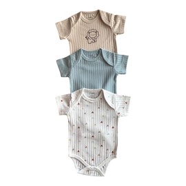 HAFY BABY Bodysuit Short Sleeve One-piece Suit Newborn Jumpsuit Infant Vest for Baby Boys and Girls 3-6 Months, Pack of 3, Color 5