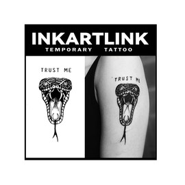 INKARTLINK Tattoo Tech, 2 Sheets Medium Semi Permanent Tattoo, Temporary Tattoos, Last 1-2 Weeks, Waterproof, Realistic Look, No Adhesive, No Reflection (Snakehead Design)