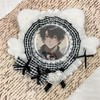 Fluffy Cat Ear Candy Rosette [Can Badge Pain Rosette] Black,