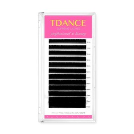 TDANCE Premium DD Curl 0.18mm Thickness Semi Permanent Individual Eyelash Extensions Silk Classic Lashes Professional Salon Use Mixed 10-17mm Length In One Tray (DD-0.18,10-17mm)