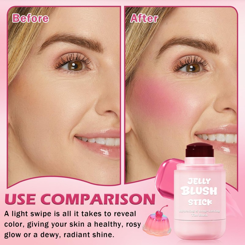 Cooling Water Jelly Tint Lip Cheek Blush, Buildable Sheer Makeup