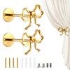 Celblisora 2 Pcs Metal Bow Curtain Holdbacks, Gold Curtain Tiebacks