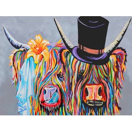 5D Diamond Painting Kits, DIY Colored Animal Cow Crystal Rhinestone Embroidery, Full Drill Arts and Crafts Canvas Painting, DIY Diamond Art for Home Wall Deco(30x40cm)