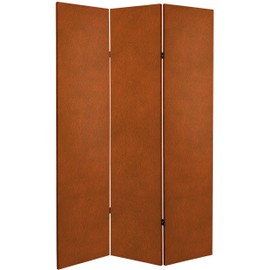 ORIENTAL Furniture 6 ft. Tall Double Sided Leather Pattern Print Canvas Room Divider, Brown/Tan