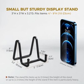 Plate Holder Easel Display Stand - 3 inch Metal Plate Stands for Display - Tabletop Picture Stand - Black Iron Easels for Display Pictures | Photo Frames | Book | Decorative Plates | Plaque - 2 Pack