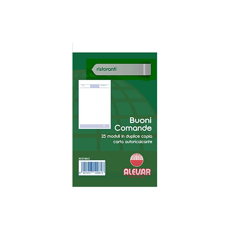 Alevar 3760/2 Blocchi Autokopianti Buoni Comande 2 Copies, pack of