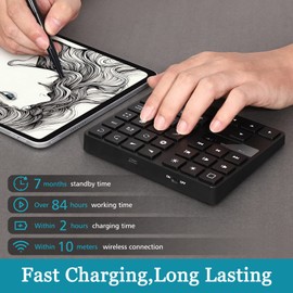 POCREATION 35 Keys Mini Drawing Keyboard, One Handed Shortcut Keyboard for Procreate, Ergonomic Design, Compatible with iOS, OS X