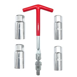 5 Pcs Universal Spark Plug Socket Set - 16mm (5/8 inch) & 21mm (13/16 inch) T-Shaped 360° Rotating Handle，Compatible with Motorcycle, Lawn Mower, Small Engines，Spark Plug Gap Tool & Removal Kit