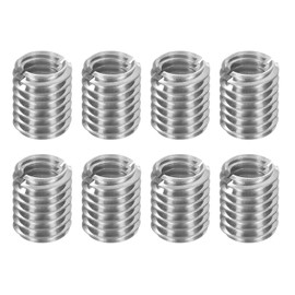 sourcing map 8Pcs Threaded Insert, Stainless Steel M6-1 Female to M8-1.25 Male Repair Nut 10mm Long Thread Adapters Sleeve Reducing Nut Thread Repair Screw for Hardwoods Softwoods