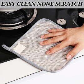 CZMSECAI 10pc Multipurpose Wire Dishwashing Rags - Non-Scratch Wire Dishcloth & Steel Dish Cloth for Wet/Dry Cleaning, Perfect for Kitchen Dishes, Sinks, and Metal Scrubbing
