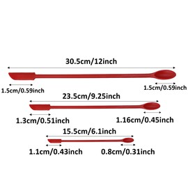 AUXBC 4Pcs Red Mini Silicone Spatula Set, Tiny Makeup Spatulas Cosmetics Scraper, Small Rubber Spatula Food Scraper, Jar Scrapers for Beauty Products and Kitchen Use