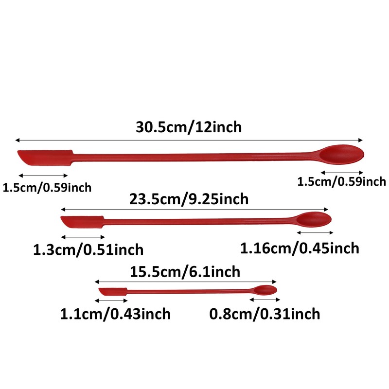 AUXBC 4Pcs Red Mini Silicone Spatula Set, Tiny Makeup Spatulas