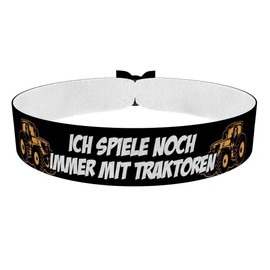 Ich spiele noch mit Traktoren - Stoffarmband aus Satin - Wasserfest & langlebig - Traktor Geschenk - Kinderarmband für Jungen & Mädchen - Bauernhof Deko - Traktor Freundschaftsarmband