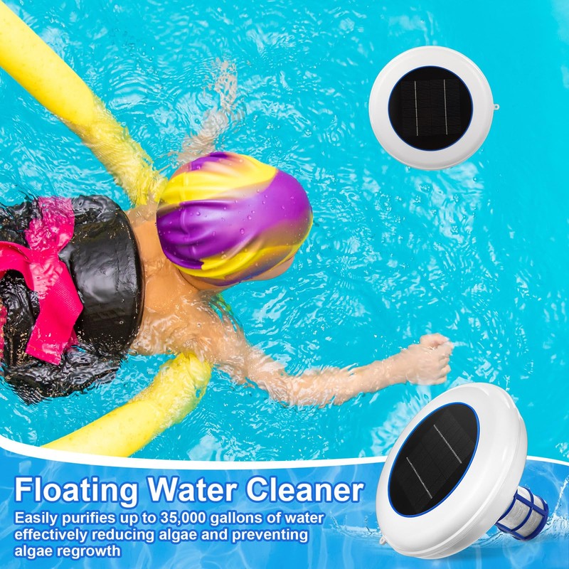 Qualirey 1 Set Solar Pool Ionizer Floating Water Cleaner and