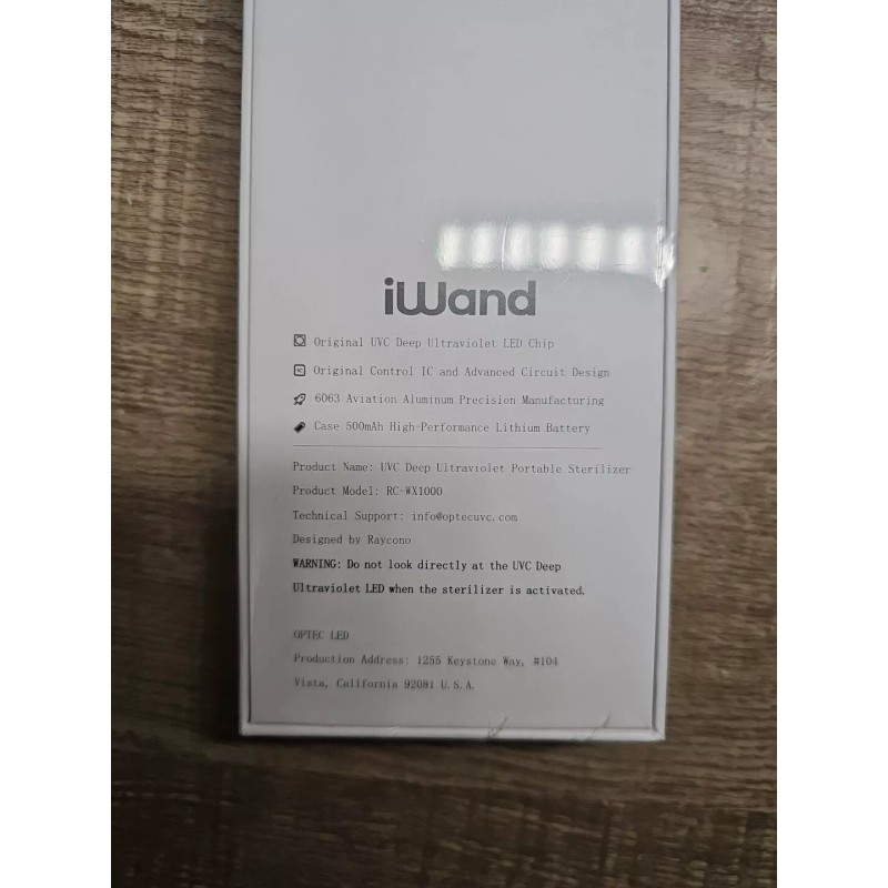 Optec NEW iWand UVC-LED Portable Sterilizer Disinfection Device Optec RC-WX1000