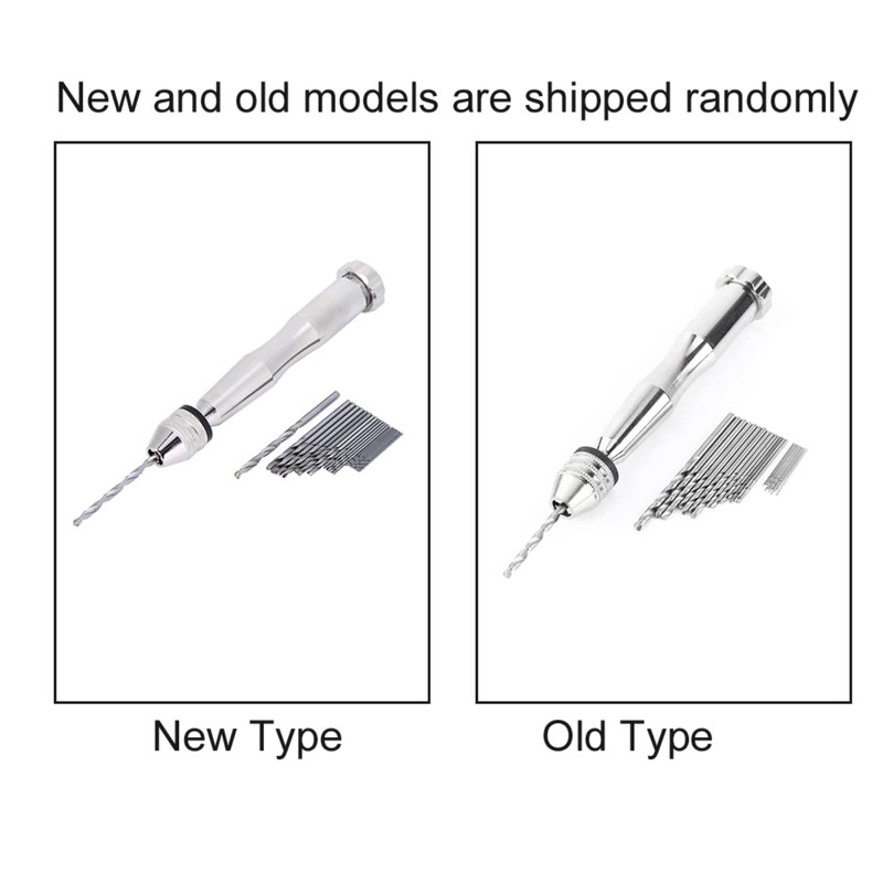 Silver Color Precision Pin Vise Hand Drill with 25Pcs HSS