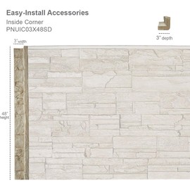 Ekena Millwork 3"W x 3"D x 48"H Universal Inside Corner for StoneWall Faux Stone Siding Panels, Smokey Ridge