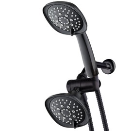 AquaDance Luxury Square 48-setting High-Pressure Dual Head/Handheld Shower Spa Combo. Extra-Long 72" Stainless Steel Hose, 3-way Flow Diverter, Oil-Rubbed Bronze Finish
