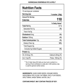 Sigdal Bakeri All Natural Norwegian Crispbread - Non GMO, Vegan, Sugar Free, High Fiber, Low Carbs, High Protein, Wholegrain Snack Crackers With Up To 46% Seeds (Rye & Spelt, 2 Pack)