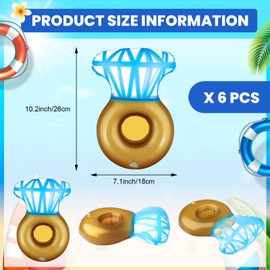 6 Pcs Ring Inflatable Drink Holder Diamond Ring Drink Pool Floats Cup Holders Drin-k Floaties Float-ing Drin-k Holde for Pool Party Bachelorette Party Float Decorations Poo-l Accessories