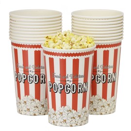 Popcorn Bucket (46 ounce), Vintage Red Striped & Popping Kernel Design (50 Count)