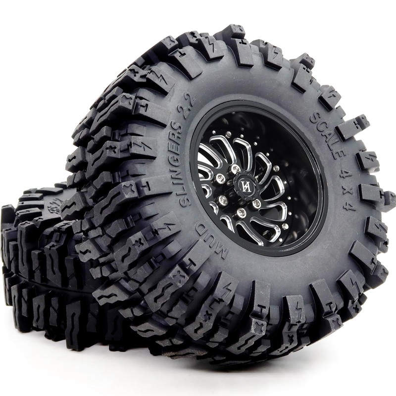 HOBBYSOUL 2.2 Beadlock Wheels and Tires 124mm Tall Tyres, Mud