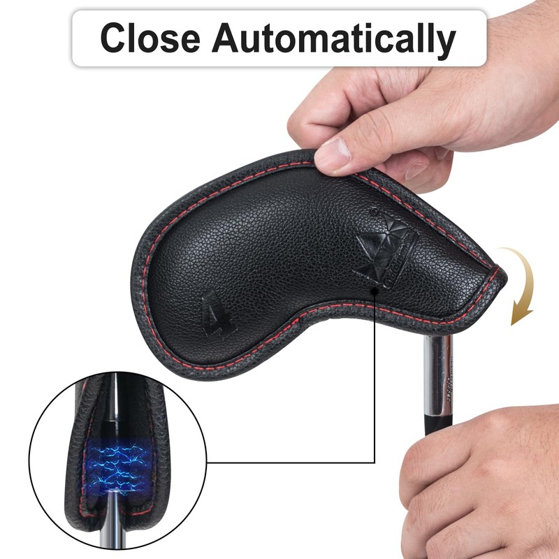 Craftsman Golf Magnetic Headcover Set for Golf Iron Headcovers Black