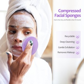 120-Count Compressed Facial Sponges for Estheticians Natural Cellulose Face Sponge Cosmetic Spa Sponges for Face Cleansing, Massage, Pore Exfoliating, Makeup Removal