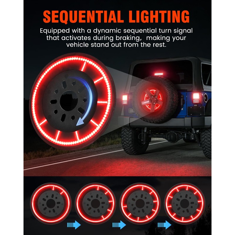 Spare Tire Brake Light Fits 2007-2018 Jeep Wrangler JK JKU