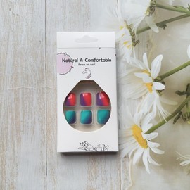 24PCS Press on Toenails for Women, Rainbow Mixed Color False Toenails Full Cover Acrylic Glue on Toenails with Design Colorful Fake Toenails Summer Stick on Toenails for Women Manicure Decor