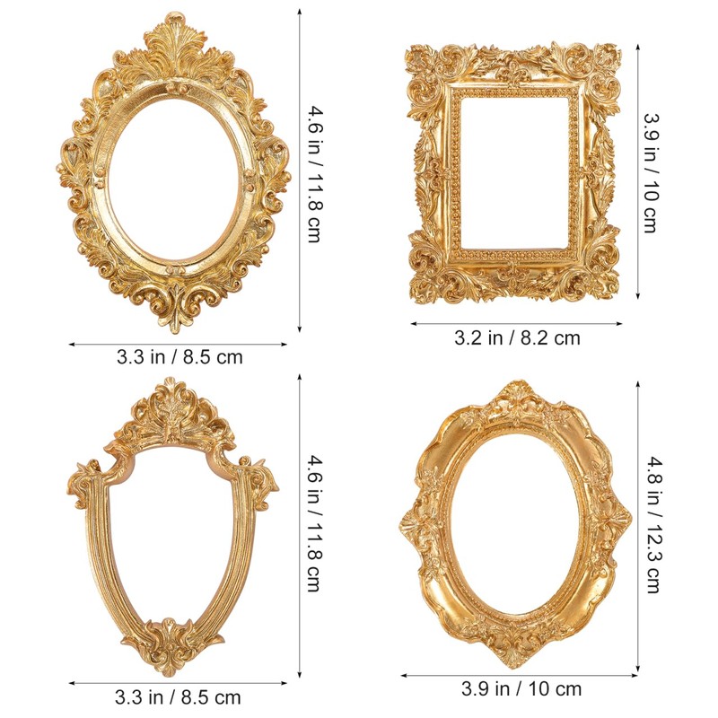 Cabilock 1 Set 4 Pcs Photo Frame Props Gold Picture
