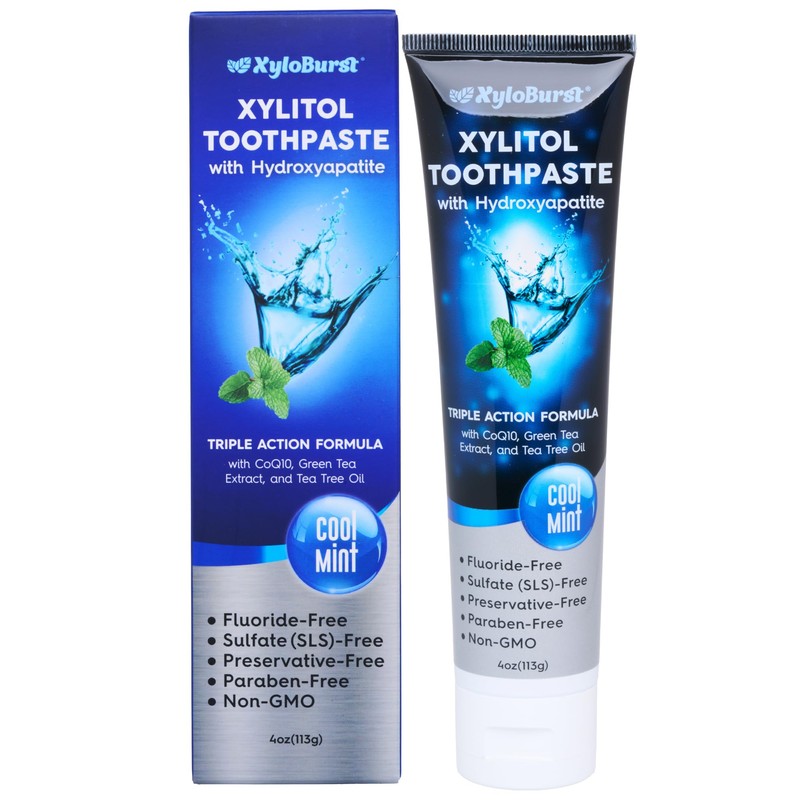 XyloBurst Hydroxyapatite Toothpaste with Xylitol - Fluoride-Free Hydroxyapatite Toothpaste, SLS-Free,