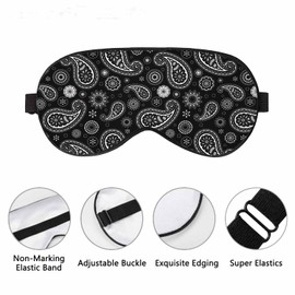 VNWOALU Vnwoalu Big Oval Sleep Eye Mask Paisley Black White Floral Men Women Sleep Mask with Adjustable Strap Eye Cover Eye Shade for Travel, Nap,Meditation