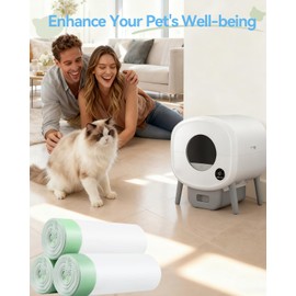 60 Count Automatic Cat Litter Box Bags Compatible with Cumrige Fumoi Fsitego Robot Litter box, Thick Self-Cleaning Cat Litter Box Replacement Liners with Drawstring Heavy Duty