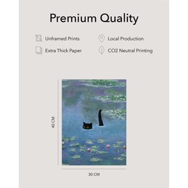 Hambient Wall Pictures with Cats for Modern Pictures, Decoration for Living Room, Bedroom, Bathroom, House, Monet, Van Gogh, Munch, Klimt 6 Posters (30 x 40 cm - Without Frame)