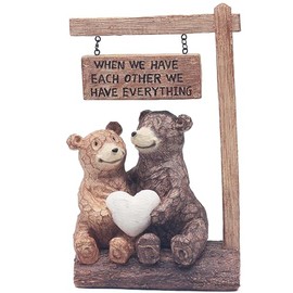 The Leonardo Collection Bear Family Sign With Quote Carved Ornaments For Home Decor | Ideal Figurines Friendship Gifts For Women & Men | Lovely Table Centerpiece & Living Room Accessories