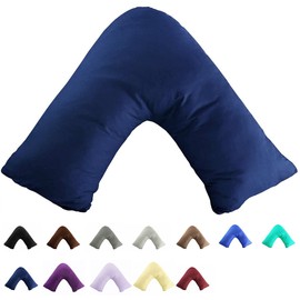 Gyulin 100% Cotton 300 Thread Count Soild Envelope Style V Shaped/Tri/Boomerang Standard Pillow Case Cushion Cover Only Cover No Insert (Navy Blue)