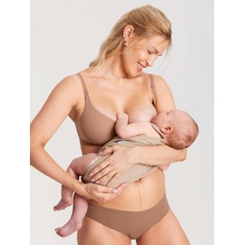 MOMANDA Women's Inbarely Nursing Bra Seamless Wireless Nursing Bras Unlined Maternity Bralettes for Breastfeeding Gravel Beige XX-Large