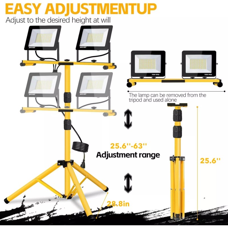 HBN 18000 Lumen LED Work Lights W/ Stand,2 Adjustable Head
