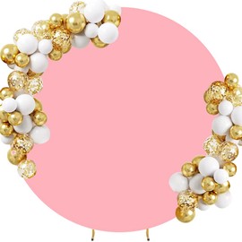 CREATCABIN 7.2 ft Round Wedding Arch Cover Wedding Arch Stand Background Covers Adjustable Circle Thick Background Cover Elastic Polyester for Banquet Photography Decor Pink