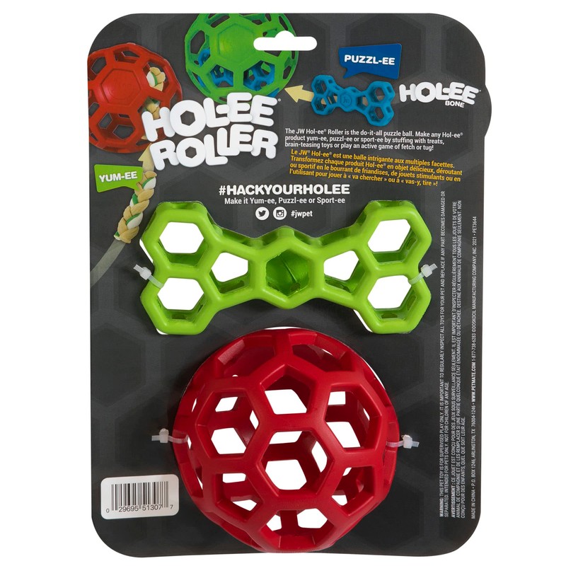 JW Hol-ee Holiday For Dogs, Treat Ball Dog Toy Throw