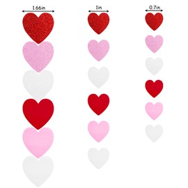 240 Pieces Heart Stickers Self Adhesive Foam Hearts, 3 Sizes in Glitter and Matte Red Pink White, Perfect for Valentine's Day Crafts, DIY Greeting Cards, Mother's Day Cards
