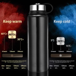 1.5 Litre Stainless Steel Thermal Water Bottle Vacuum Insulated Thermos Black