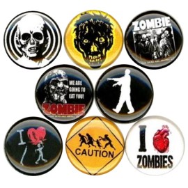 Zombie x 8 New 1" inch (25mm) pins Buttons Badges Horror Walking Dead Crossing