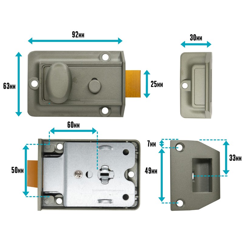 UK Security Supplies Traditional Nightlatch - 60mm Backset - Green