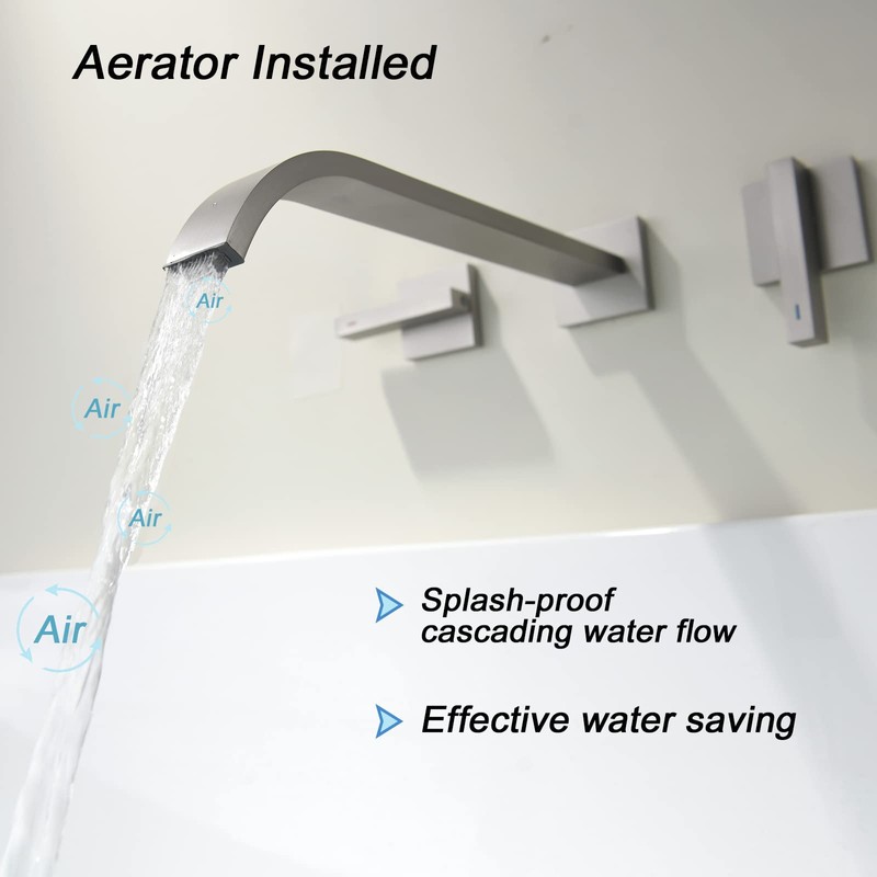 BEIYI Wall Mount Tub Filler, Brushed Nickel Wall Mounted Bathtub