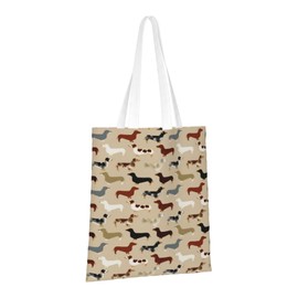 Christmas Dachshund Canvas Tote Bag Aesthetic for Women girl Lightweight Reusable Grocery Shopping Cloth Bag Suitable for Beach,Travel, School, Gym, Groceries Shoulder Tote Bag Gift