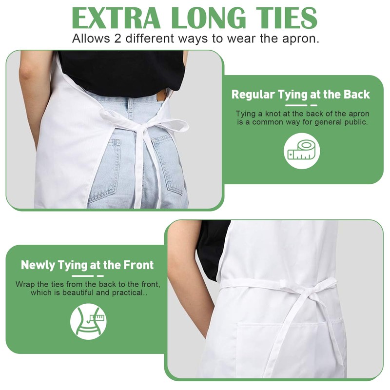 CHRI Chef's Hat Apron Set White Kitchen Apron Adjustable Cooking