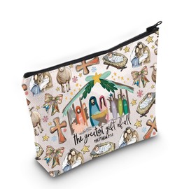 AKTAP Matthew Jesus Makeup Bag Cosmetic Pouch Bible Accessories Gifts Christian Gifts for Women Pastor Appreciation Gifts (MB, 121 Bag-PY1)